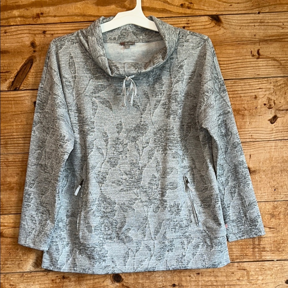 Talbots Gray Patterned Sweatshirt - image 1